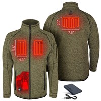 Men's 5V Heated Sweater Knit Jacket - Olive Green
