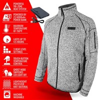 Men's 5V Heated Sweater Knit Jacket - Light Grey