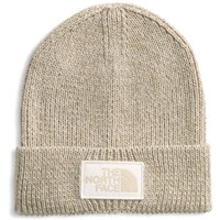 TNF Logo Box Cuffed Beanie - Gravel Heather / White Dune