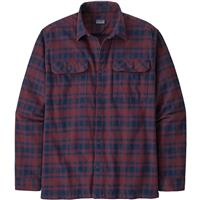 Men's Longsleeve Organic Cotton Midweight Fjord Flannel Shirt - Connected Lines / Sequoia Red (CLSQ)