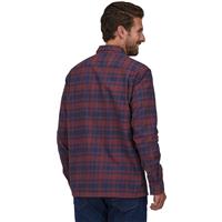Men's Longsleeve Organic Cotton Midweight Fjord Flannel Shirt - Connected Lines / Sequoia Red (CLSQ)